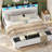 Bed Frame Queen Size With Storage Headboard And Ottoman Farmhouse Queen Platform Bed Frame With Led Lights,Charging Station And Storage Bench,Metal Slats,No Box Spring Needed-1873563149