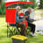 Double Beach Chair with Adjustable Canopy Oversized Folding Camping Chair Red-1200060628