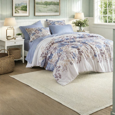 Soft Bedding Sets Polyester Cal King, Blue Floral Modern Home Comfort