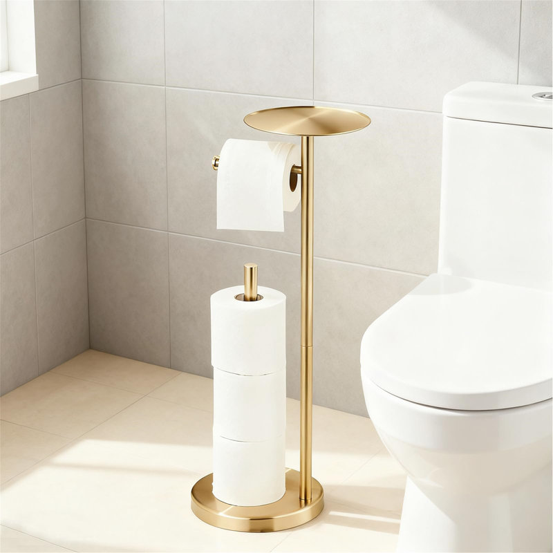 Free Standing Toilet Paper Holder, Rose Gold