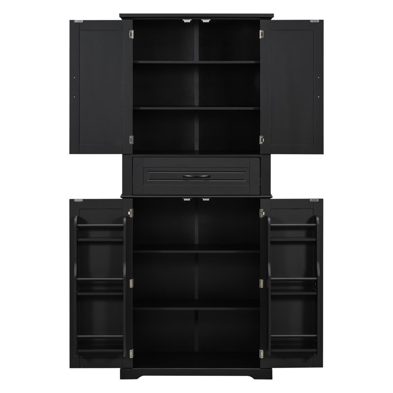 Armoire de rangement moderne Harlowe avec tablette réglable, tiroir et rangement multifonctionnel, Noir