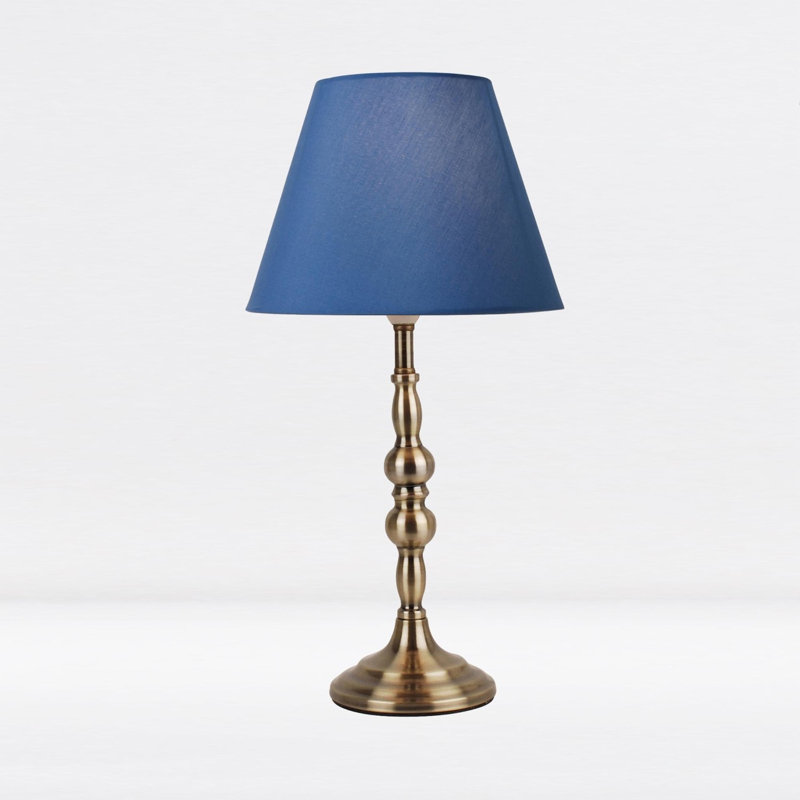 Lasley Metal Table Lamp, Antique Brass, Blue