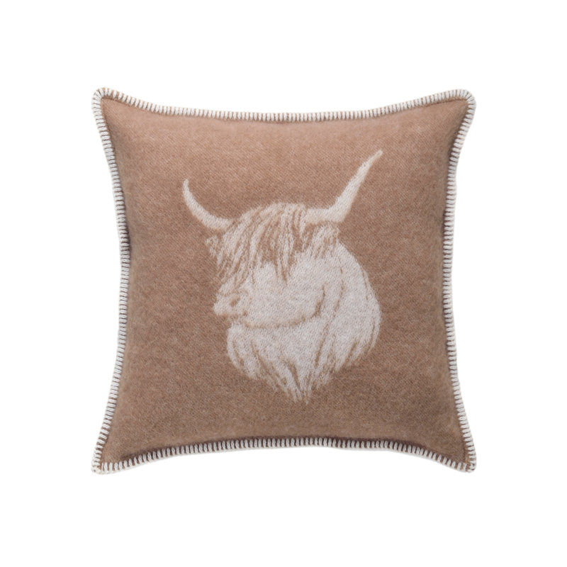 Highland Cow Wool Cushion Cover, Brown