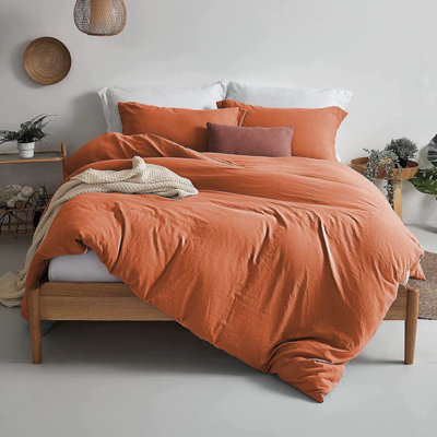 Solayne Washed Microfiber Duvet Cover Set, Soft Bedding with Zipper Closure and Corner Ties