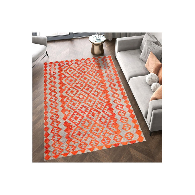 Tapis décoratif orange lavable à la machine, Tapis de couloir 3 pi 3 po x 6 pi 7 po inclus