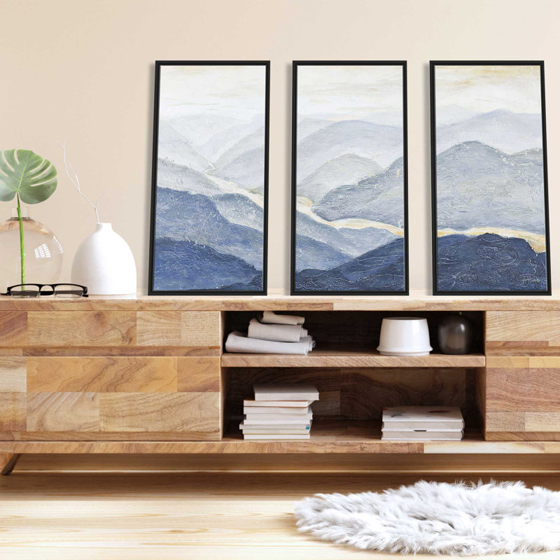 Blue Mountains - 3 pièces, reproduction encadrée sur toile, H 33,5 po x l 52,5 po x P 2 po