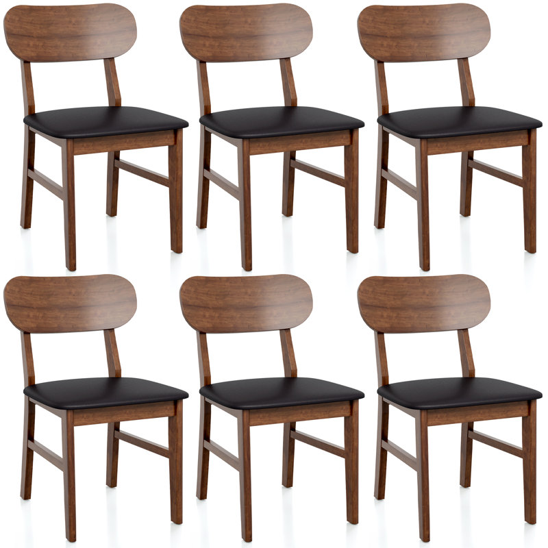 Englehart Rubber Wood Dining Chairs Set Of 6, Black/Brown