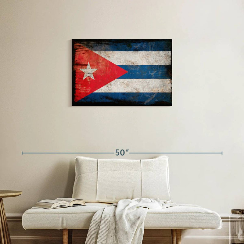 Drapeau cubain antique Borges, H 20 po x l 30 po