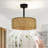 19.1" Farmhouse Remote Control Reversible Black Rattan Caged Downrod Mount Flush Mount Ceiling Fan With Lighting Kits For Living Room/Bedroom