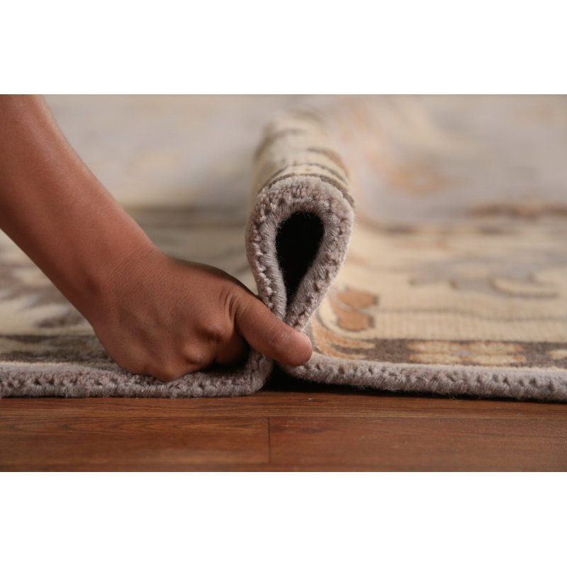 Grand tapis indien fait à la main gris Oushak 10 x 14