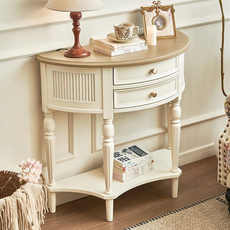 Console américaine de style américain, Crème / Havane, H 33,5 po x l 35,4 po x P 15,7 po