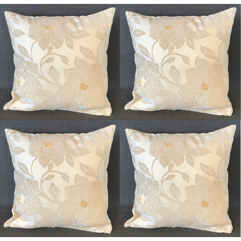 Darionne Floral Square Cushion, Cream, 55 cm H x 55 cm W x 15 cm D