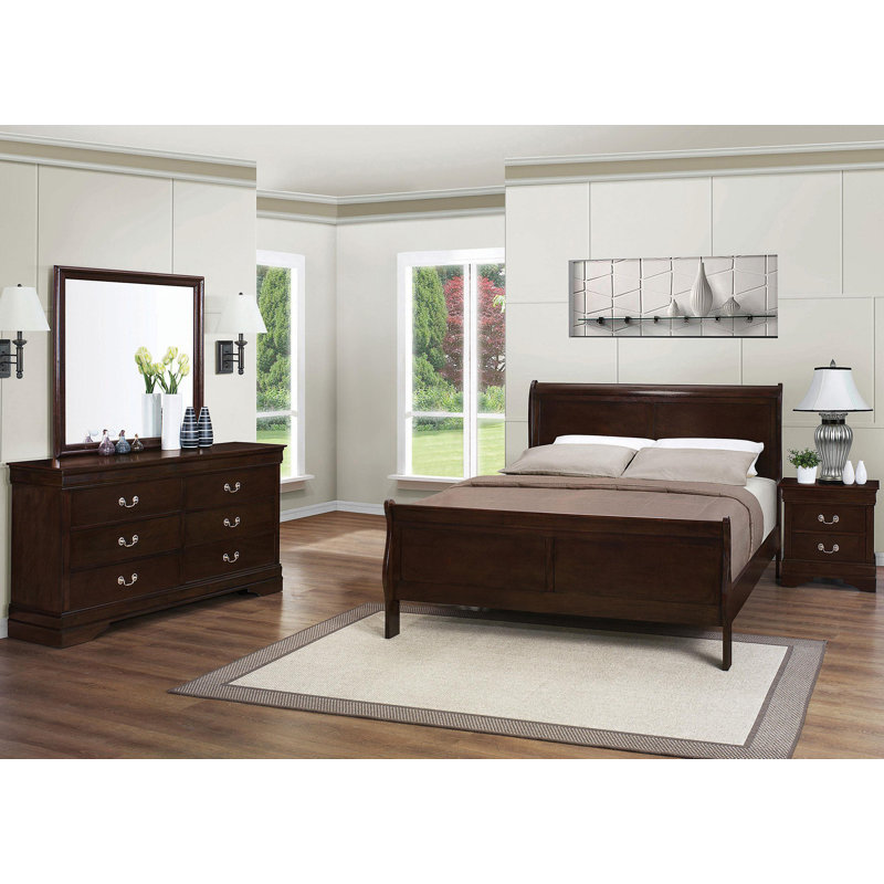 Ensemble de chambre à coucher 4 pièces 4 pièces, Brun, Très grand