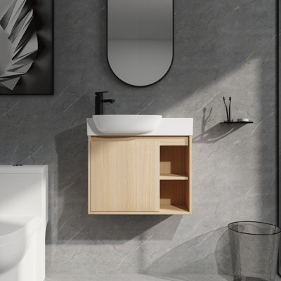 Meuble-lavabo moderne 26 po avec lavabo asymétrique