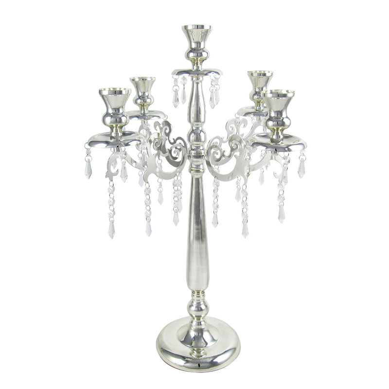 Metal Tabletop Candelabra, 25.8" H x 17" W x 17" D, Silver