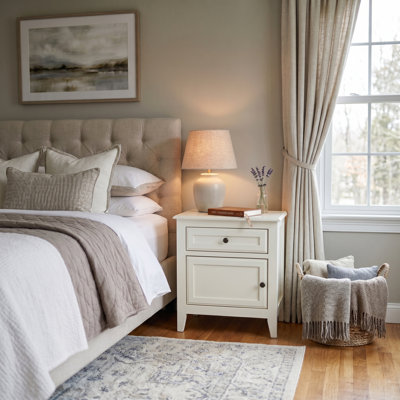 Vienna 1-Drawer Nightstand With Cabinet Storage 