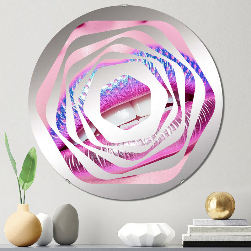 Pink Glam Sugar Kisses Radiant Lips I - Amorphe Decorative Mirror, 23.6" x 23.6"