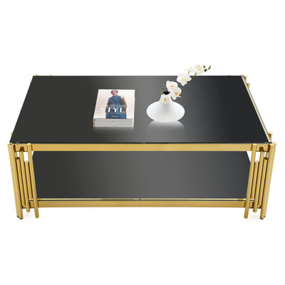 4 Legs Coffee Table with Storage by Everly Quinn