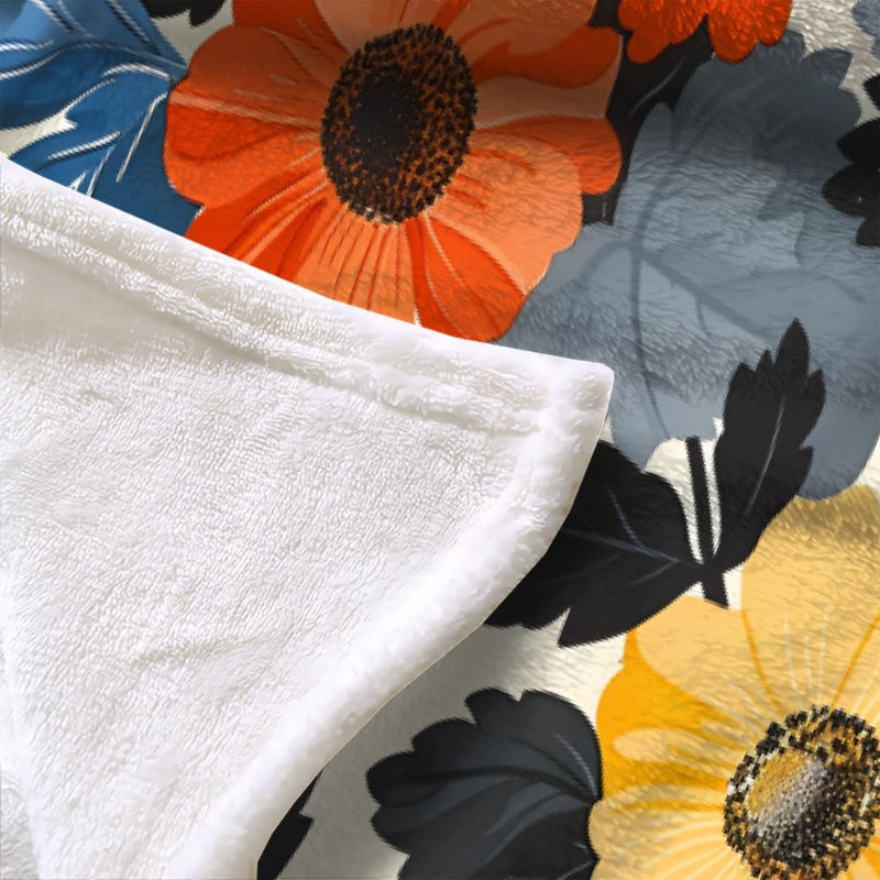 Couverture polaire bohème à motif floral - Plaid en flanelle ultra douce et moelleuse pour lit, canapé, motif floral coloré, cadeau idéal pour la fête des Mères, 152 x 203 cm