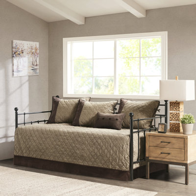 Housse de lit de jour réversible - brun, l 39 po x l 75 po, pour matelas de 75 po de style rustique