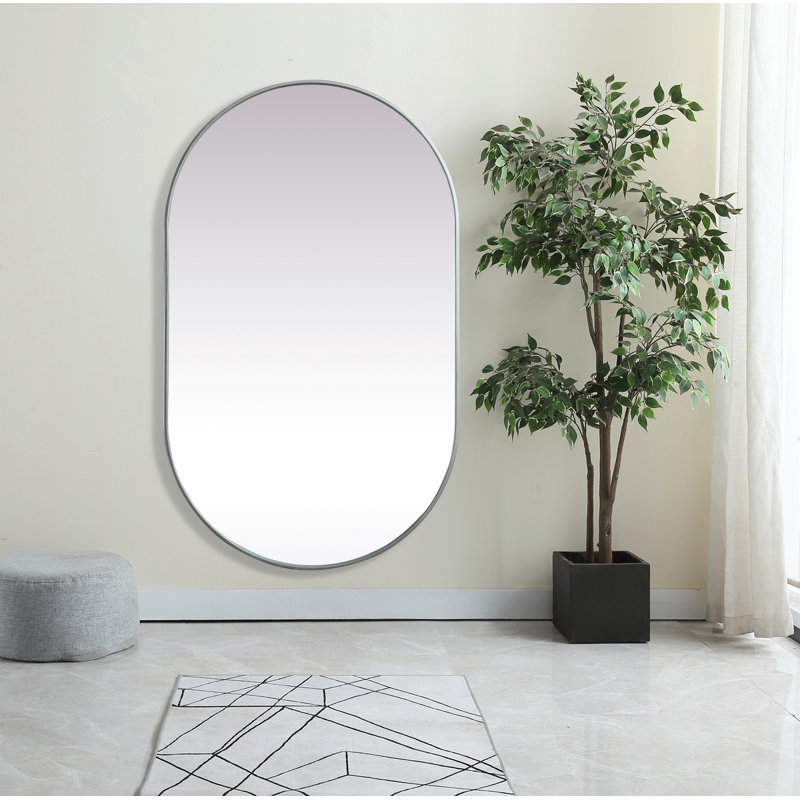 Elington Metal Oval Mirror, Silver, 60"  x 36" 