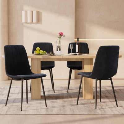Dining Velvet Chairs Set of 4, Mid Century Modern Kitchen Chairs, Upholstered Dining Chair with Wide Seat & Metal Legs for Dining Room, Living Room, Kitchen