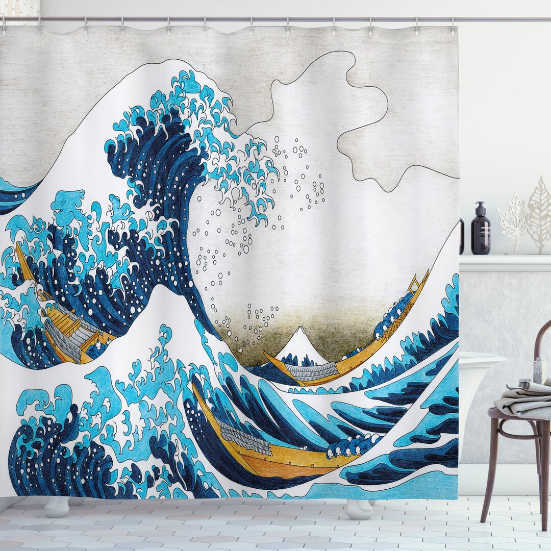 Duschvorhang, Oceanic Welle von Kanagawa, Hokusai, Mehrfarbig