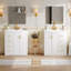 Ensemble de meuble-lavabo 60 po avec lavabo en céramique, armoire de rangement en bois massif, ensemble de meuble-lavabo autoportant avec 3 tiroirs et portes à fermeture douce-118024543