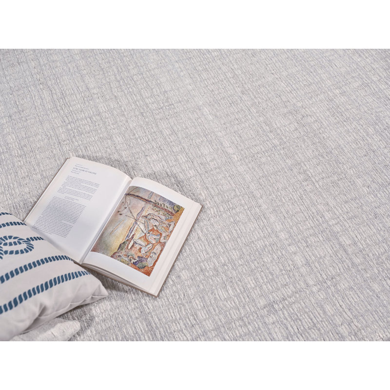 Alpine Hand Loomed Plaid Area Rug in Silver/Ivory, Rectangle 2' x 3'