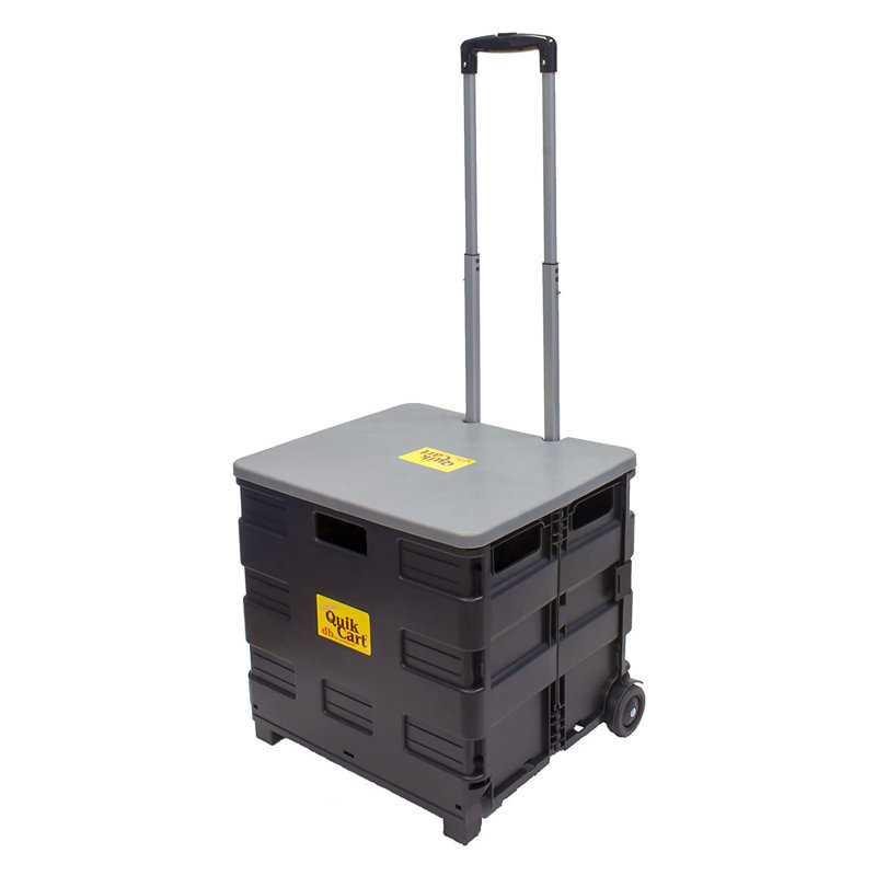 15.5" Handcart with Lid Seat Stool, Gray