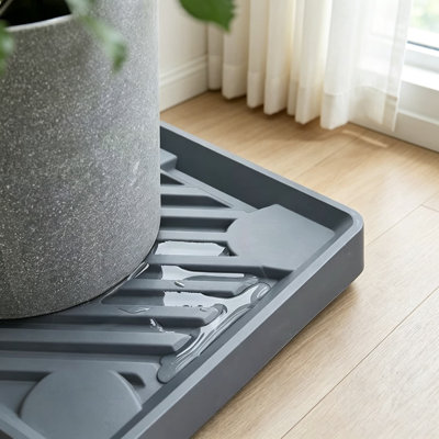 Square Plant Caddy with Hidden Wheels for Large Flower Pots, Heavy Duty Rolling Planter Tray Base, Indoor Outdoor Plant Stand Mover, Modern Concealed Caster Design for Easy Mobility