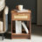 PE Rattan End Table with Drawer, Modern Nightstand, Side Table for Living Room, Bedroom-2012793678