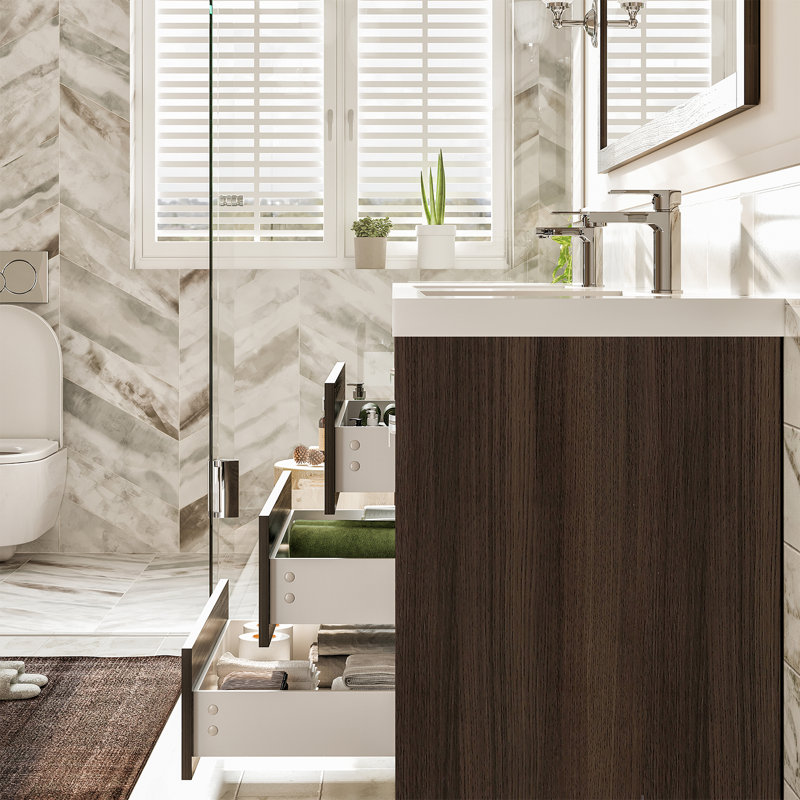 Ensemble de meuble-lavabo double Wauconda, 84", Gris