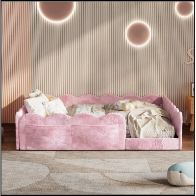 Lit double tapissier sur pied