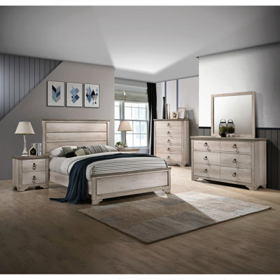 1pc Commode style vieilli 6 tiroirs en bois flotté contrastant avec plateau brun vieilli traditionnel