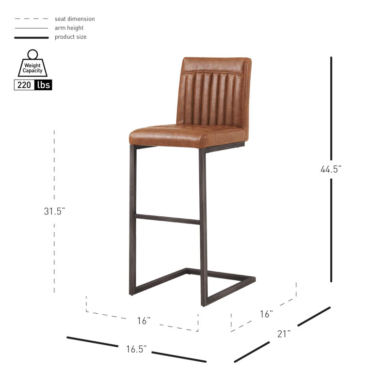 Casteel Upholstered Counter Stool, Antique Cigar Brown, Bar Stool (31.5" Seat Height)