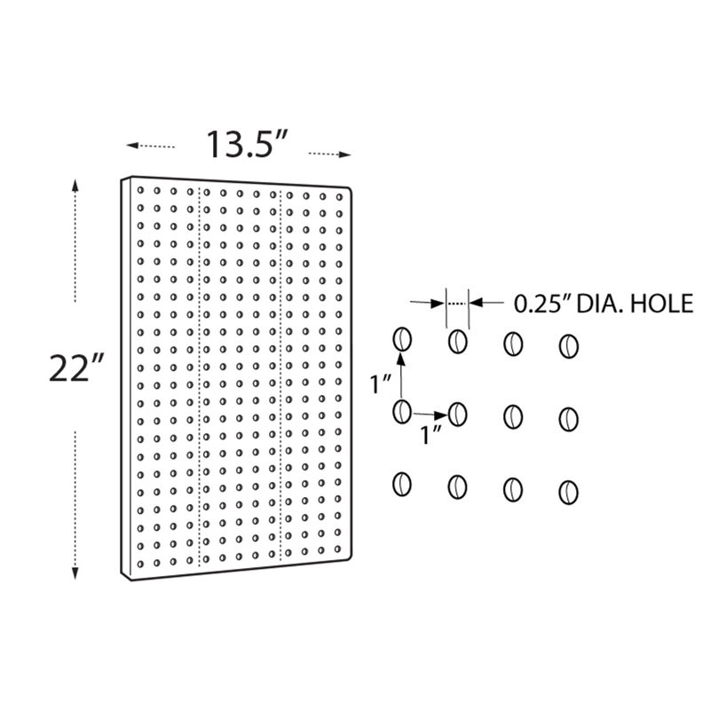 Solution de rangement pour panneau mural perforé, taille: 22 po x 13,5 po, paquet de 2