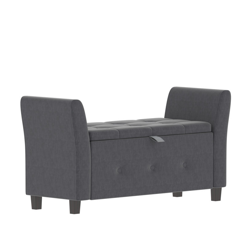 Charlotte Upholstered Storage Ottoman, Toy Storage, Stool, Seat, UKFR Certified, Dark Grey