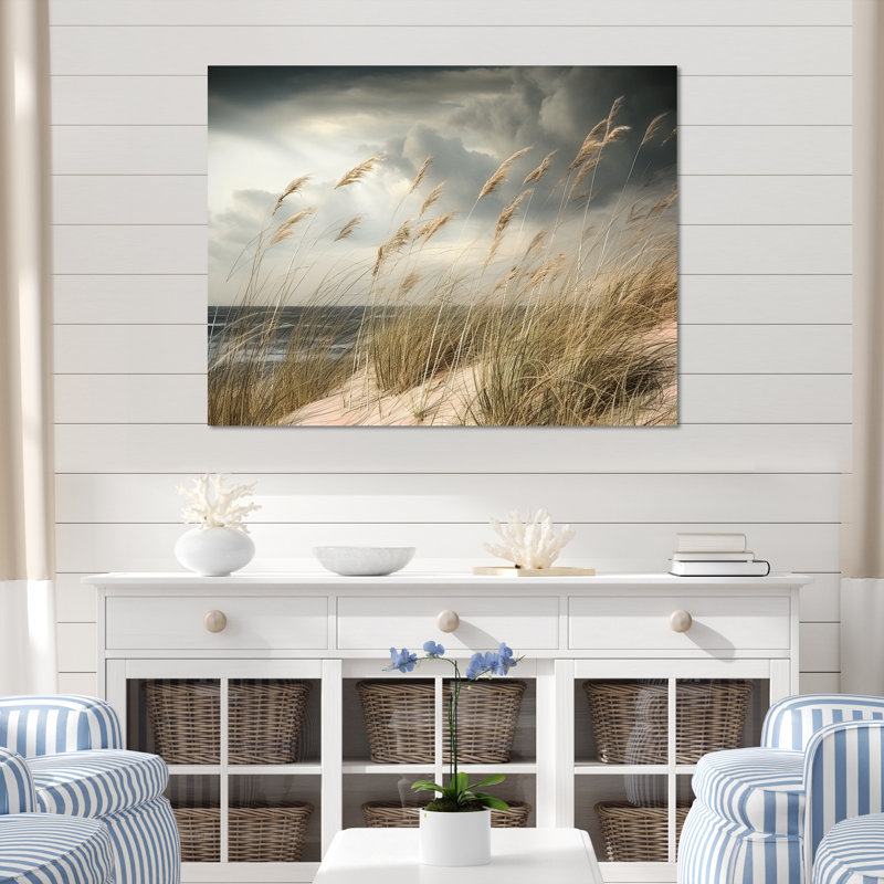 «Coastal Beach Grass Tranquility - Coastal Beach», art mural, H 34 po x l 44 po x P 1,5 po, Toile tendue