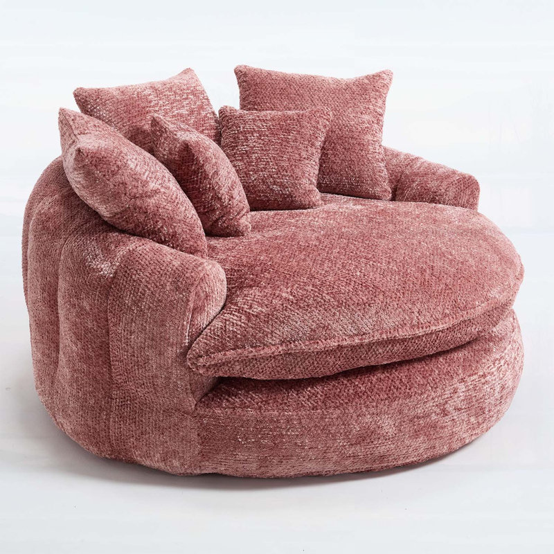 Fauteuil de 55 po de long en mousse de polyester, fauteuil rond surdimensionné, canapé-lit moderne moelleux pour le salon et la détente