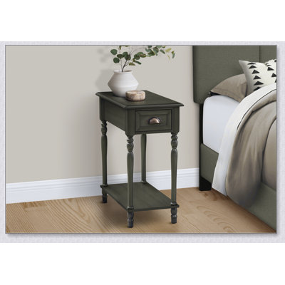 Élégante table d'appoint à 2 niveaux avec rangement, pour les petits espaces et la chambre à coucher, conception traditionnelle avec finition en placage vert.