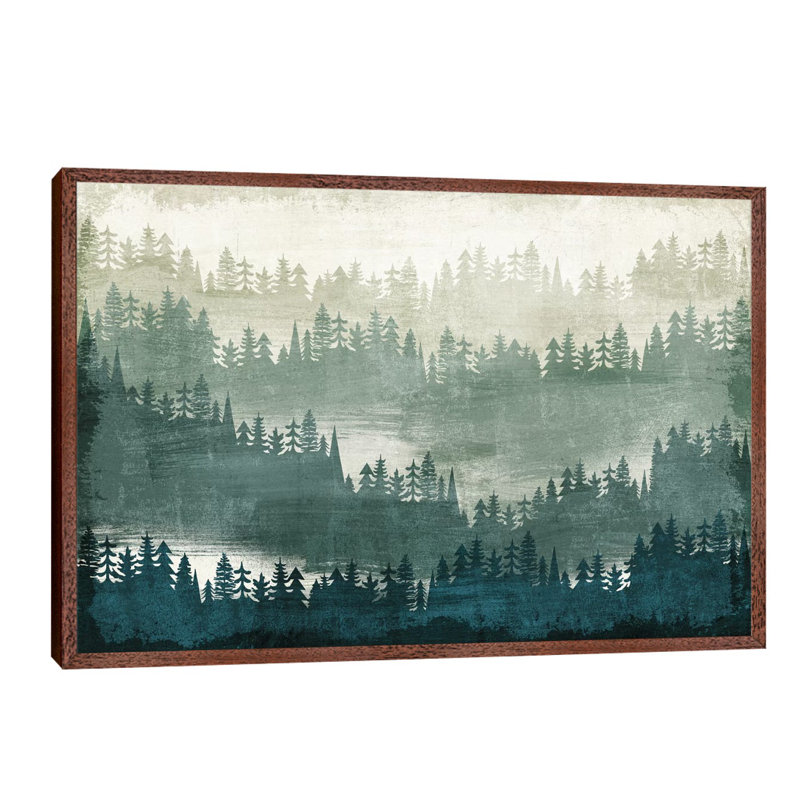 Mountainscape I by Michael Mullan - Floater Frame Print on Canvas, Brown Framed