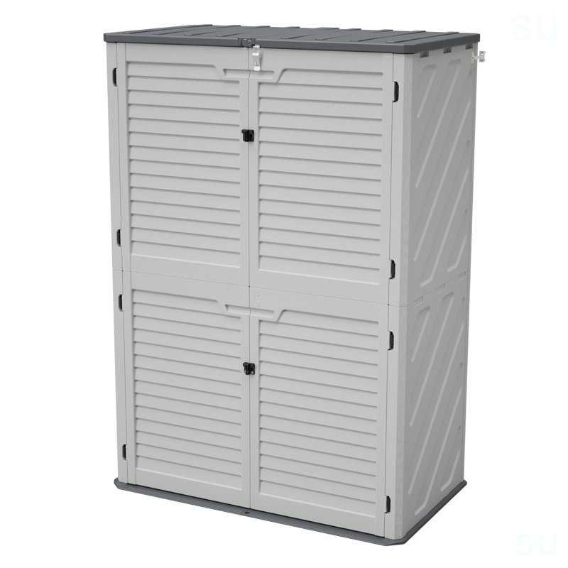 Rangement pour équipement de jardin en résine antirouille - résistant aux intempéries, spacieux, résistant aux rayons UV, non cloisonné