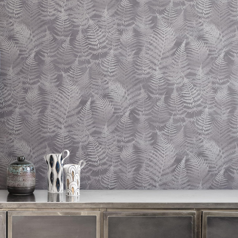 Clarissa Hulse Woodland Fern Floral Wallpaper, Grey/White