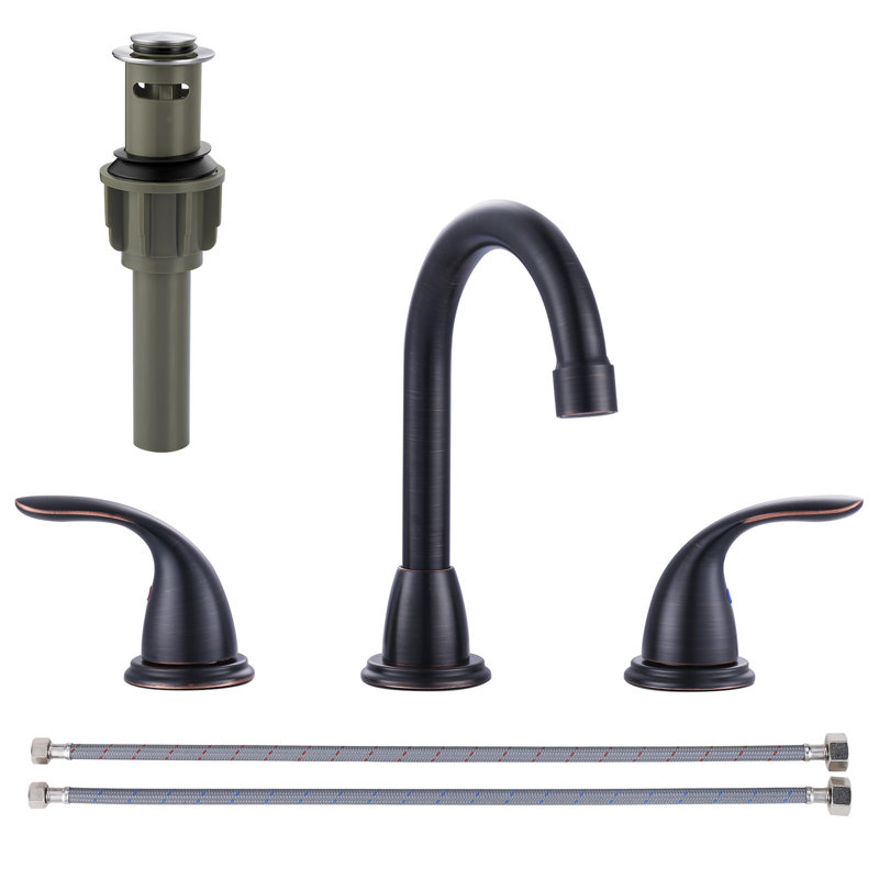 Robinet de salle de bain à poignée double 8 pouces avec ensemble de bonde escamotable, Bronze frotté à l'huile
