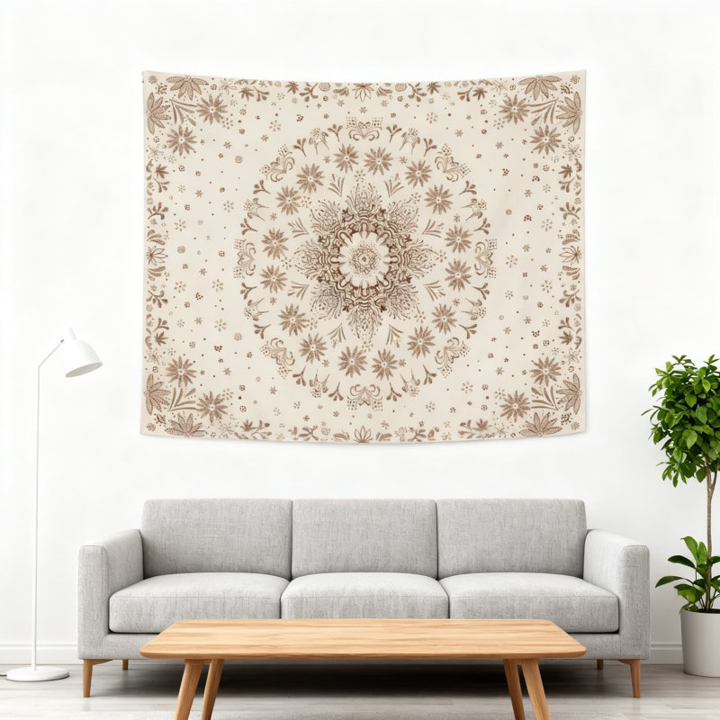 Tapisserie florale Mandala, H 36 po x l 48 po