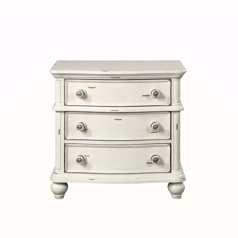 Table de chevet au fini blanc antique