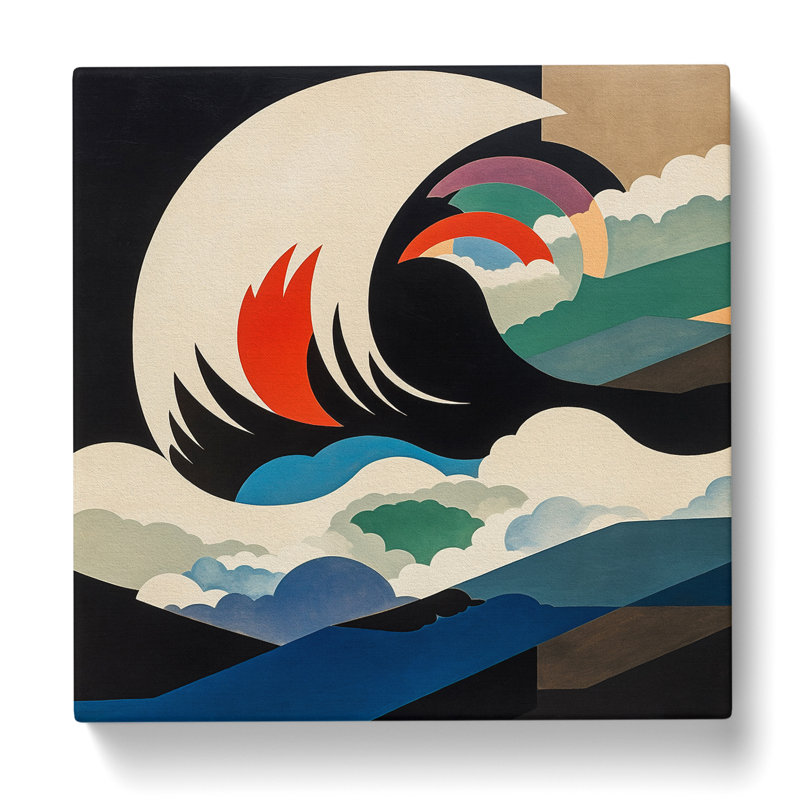 Japanese Wave Suprematism No.5 - Wrapped Canvas