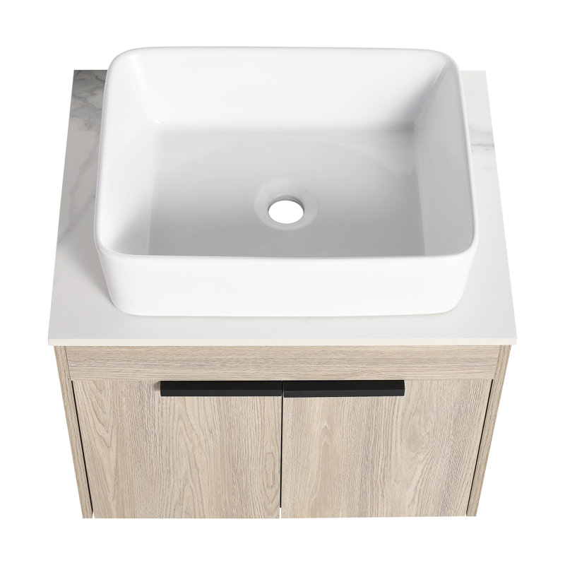 Ensemble de meuble-lavabo mural 24 po avec lavabo en céramique 24 po Modern Design, 24"