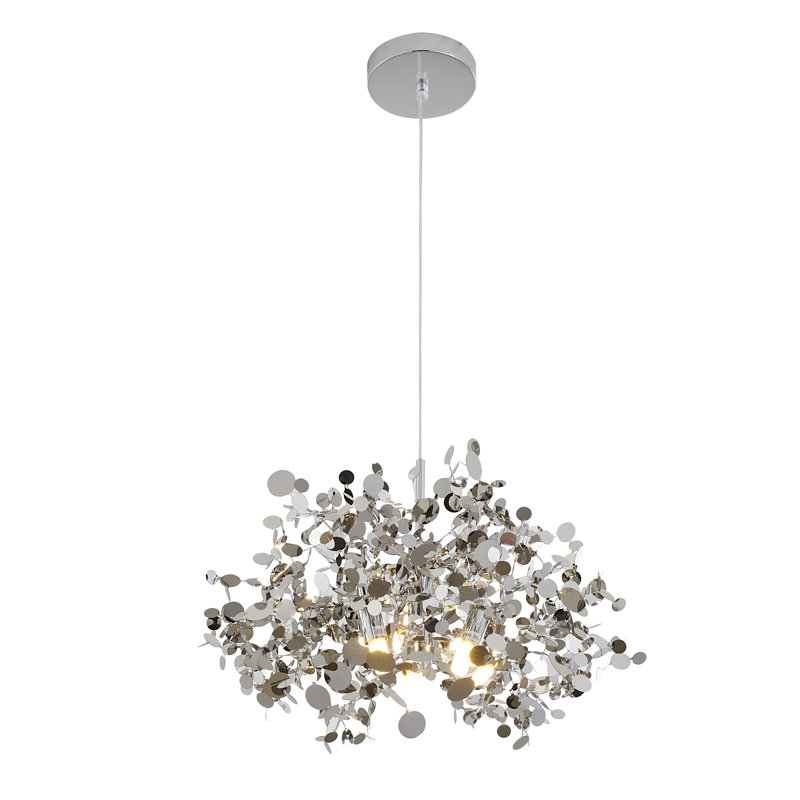 Eclectic 3 Light Chrome Confetti Chandelier, Silver
